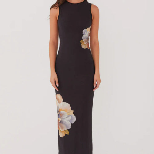 Damen Elegantes langes Kleid mit floralem Muster und figurbetontem Schnitt R&B