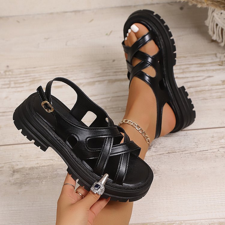 Damen komfortable Riemensandalen mit modischer Schnallenverzierung R&B