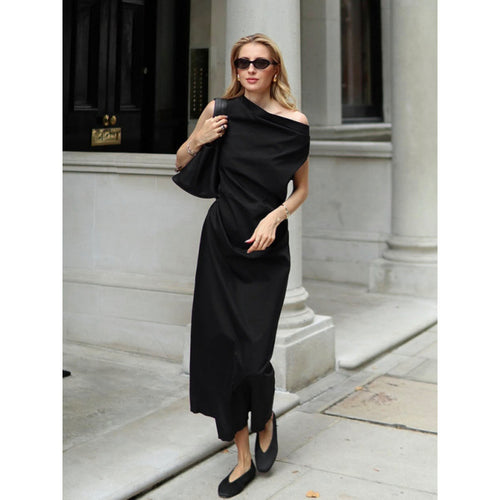 Damen elegantes Wickelkleid mit asymmetrischem Schnitt und schickem Taillendetail R&B