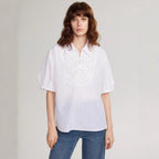 Damen Elegante Bluse mit traumhaftem Stickdesign und Knopfdetails R&B