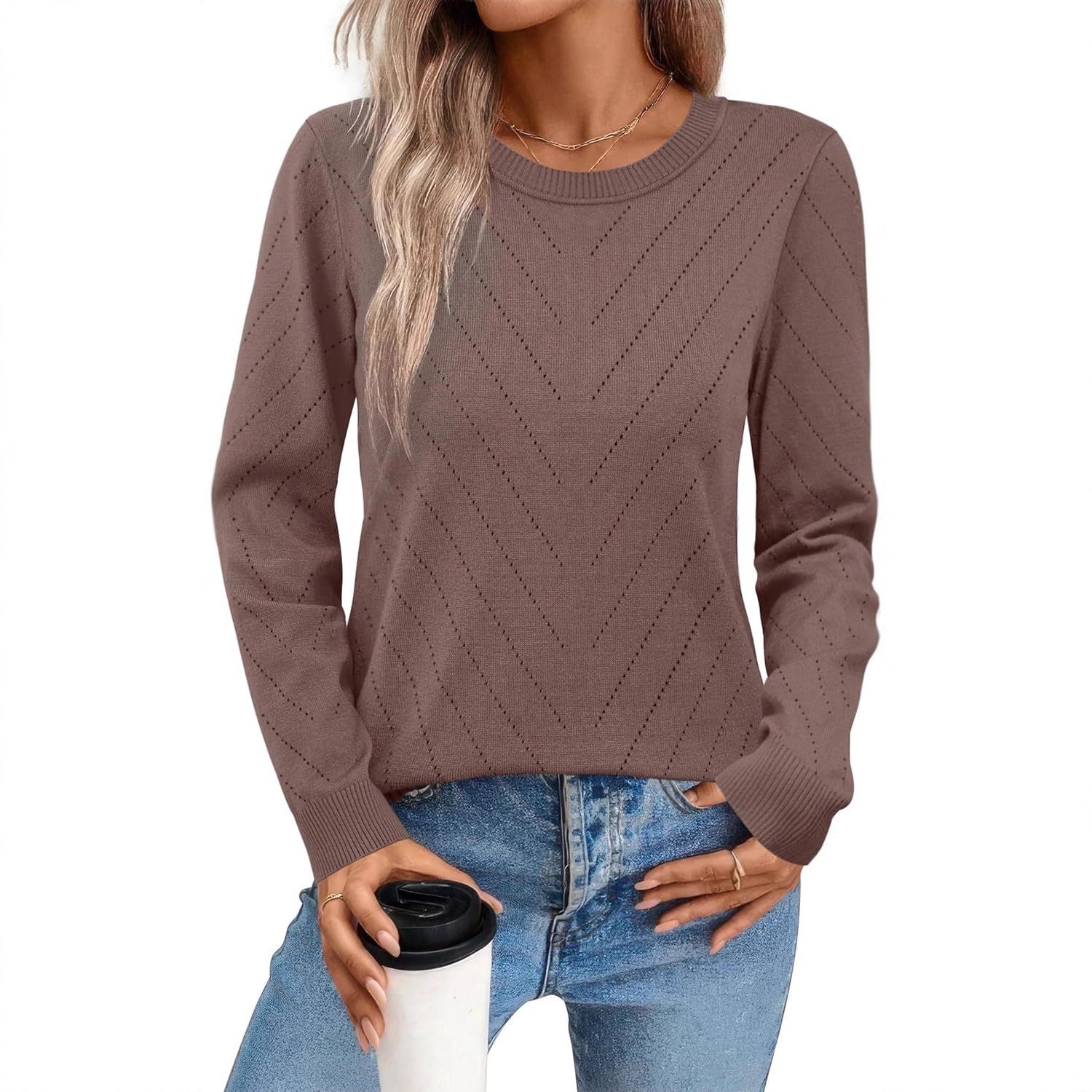 Damen eleganter gestreifter Pullover R&B