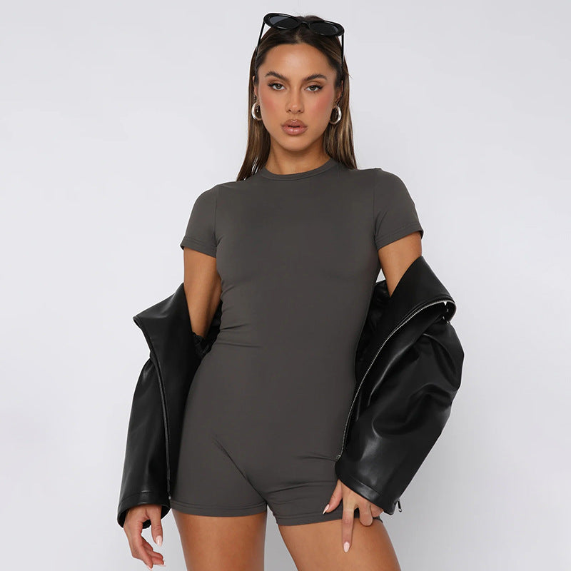 Damen Jumpsuit mit figurbetontem Schnitt und kurzarm Design R&B