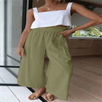 Damen Hochtaillierte Palazzo-Hose mit elastischem Bund und seitlichen Taschen R&B