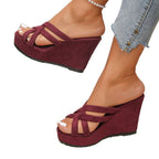 Damen Wedge-Pantoletten mit raffiniertem Kreuzriemen-Design und bequemer Sohle R&B