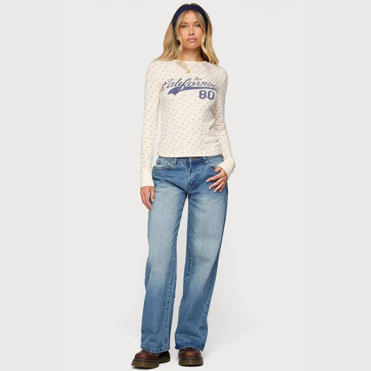 Damen Langarmshirt mit floralem Muster und sportlichem Print R&B