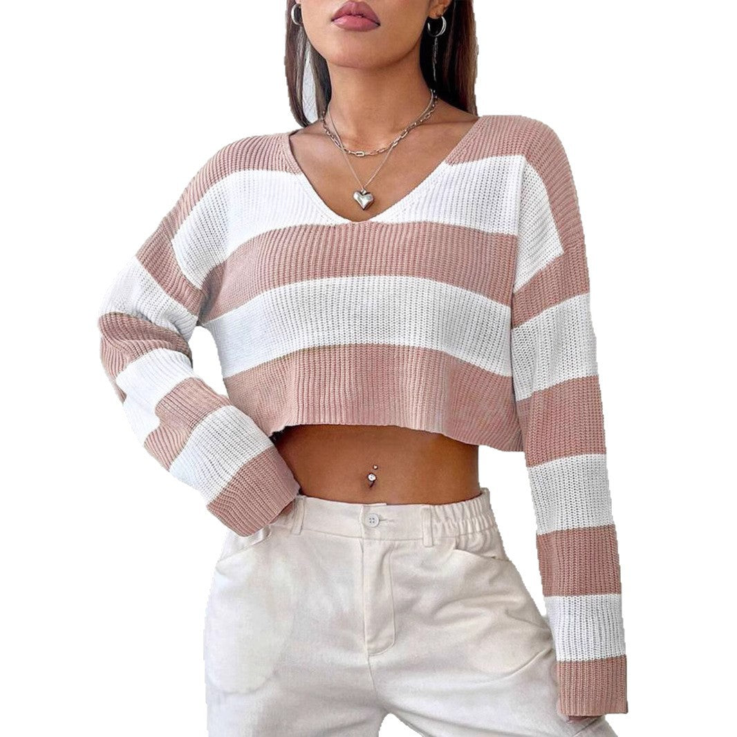 Damen Gemusterter Crop-Pullover R&B