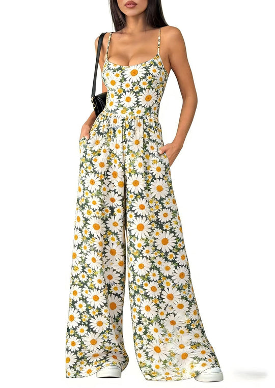 Damen Eleganter Jumpsuit mit geometrischem Print und breiten Beinen R&B