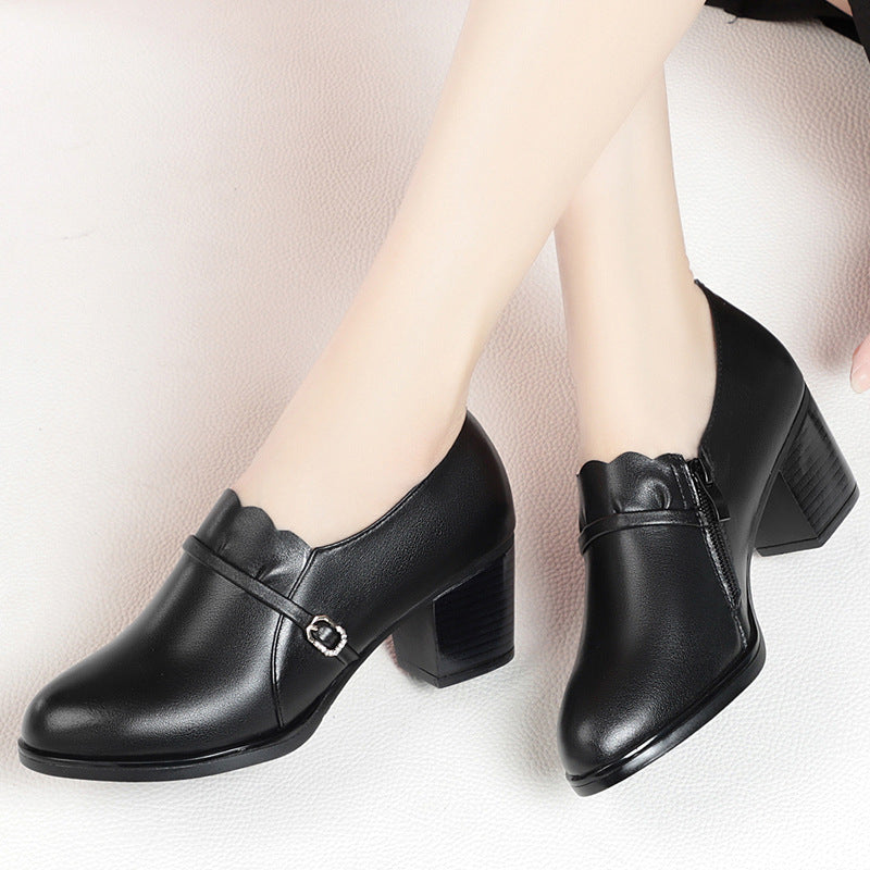 Damen Elegante Pumps mit modischem Riemen und klassischem Blockabsatz R&B