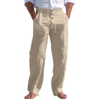 Herren elegante Stoffhose mit verstellbarem Kordelzug und praktischen Taschen R&B