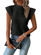 Damen Elegante und strukturierte Bluse mit kurzen Ärmeln R&B