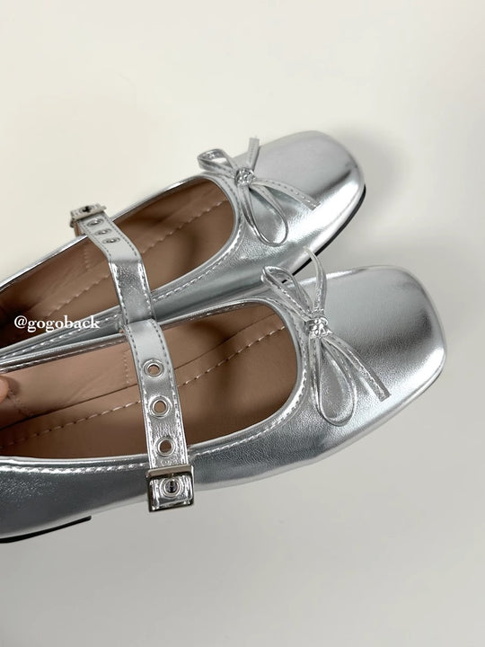 Damen Ballerinas mit dekorativem Schleifenakzent und verstellbarem Riemen R&B