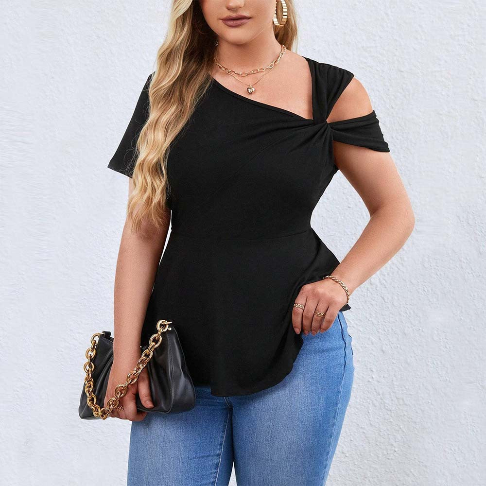 Damen Oberteil mit asymmetrischem Cut-Out und raffiniertem Wickeldesign R&B