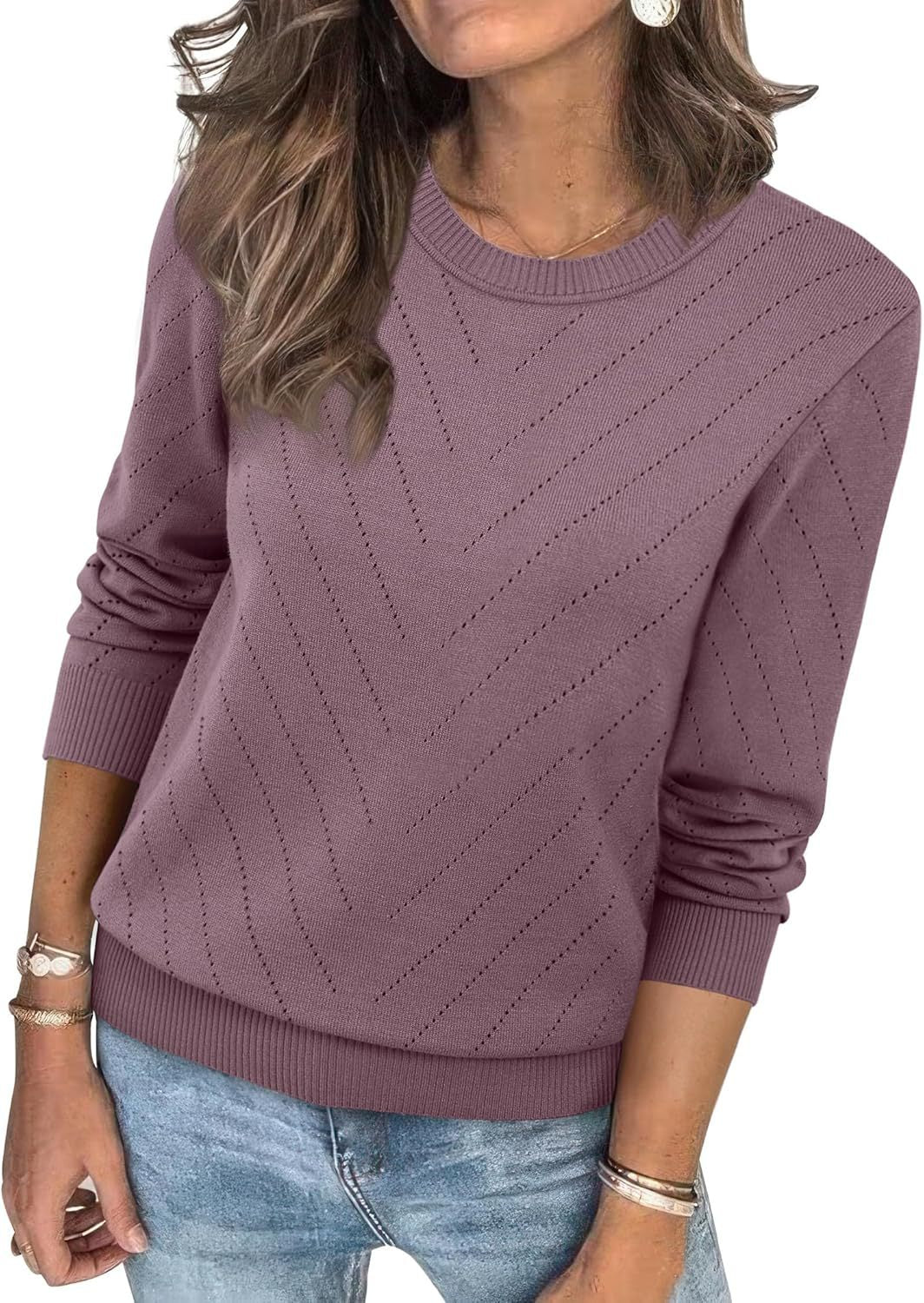 Damen eleganter gestreifter Pullover R&B