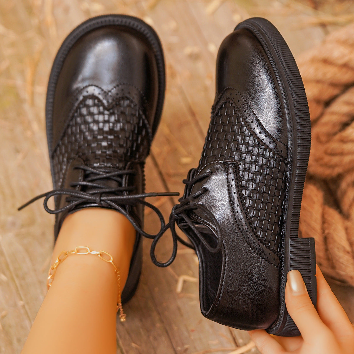 Damen Schnürschuhe mit atmungsaktiver Netzoberfläche und klassischem Lederdesign R&B