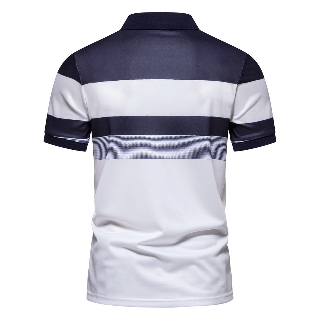Herren Poloshirt mit modernem Streifenmuster und atmungsaktiven Eigenschaften R&B