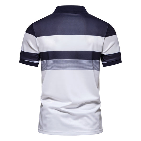 Herren Poloshirt mit modernem Streifenmuster und atmungsaktiven Eigenschaften R&B