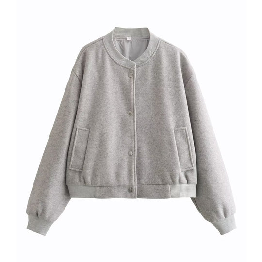 Damen modische Sweatjacke mit Knopfverschluss und praktischen Taschen R&B