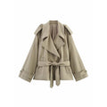 Damen Trenchcoat mit taillierbarem Gürtel und modischen Revers R&B