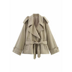 Damen Trenchcoat mit taillierbarem Gürtel und modischen Revers R&B