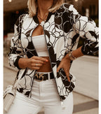 Damen Sportliche Bomberjacke mit floralem Print und Reißverschluss R&B