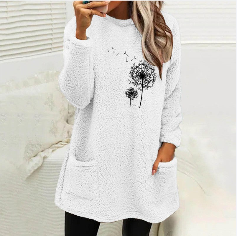 Damen Fleece-Tunika mit Dandelion-Motiv und praktischen Taschen R&B