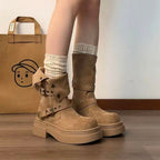 Damen Trendige Stiefel mit praktischem Schnallenverschluss und dicker Sohle R&B