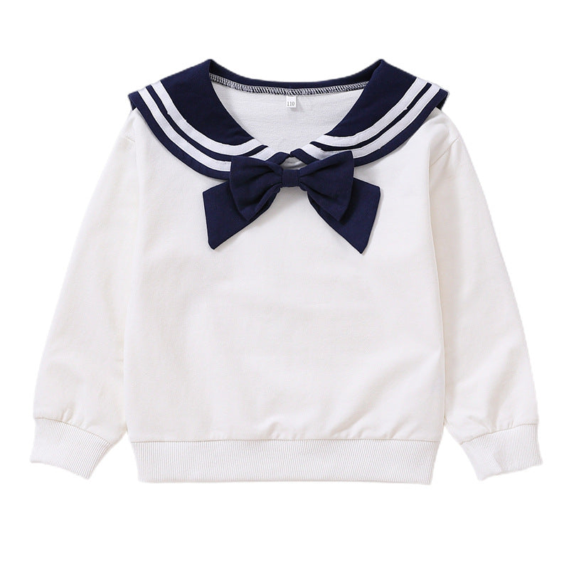 Mädchen Sweatshirt mit maritimem Kragen und dekorativem Schleifendetail R&B