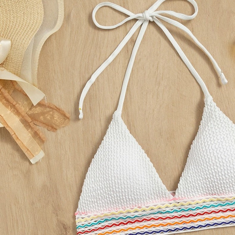 Damen Triangel-Bikini mit buntem Wellenmuster