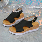 Damen Wedge-Sandalen mit perforiertem Obermaterial und verstellbarem Riemen R&B