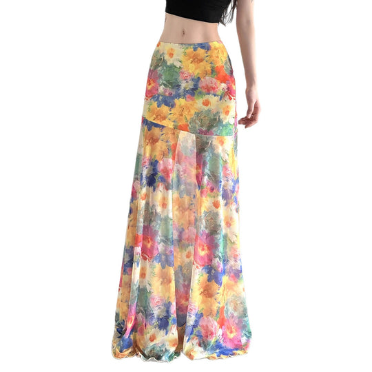 Damen Maxirock mit elegantem Blumenmuster und fließendem Schnitt R&B