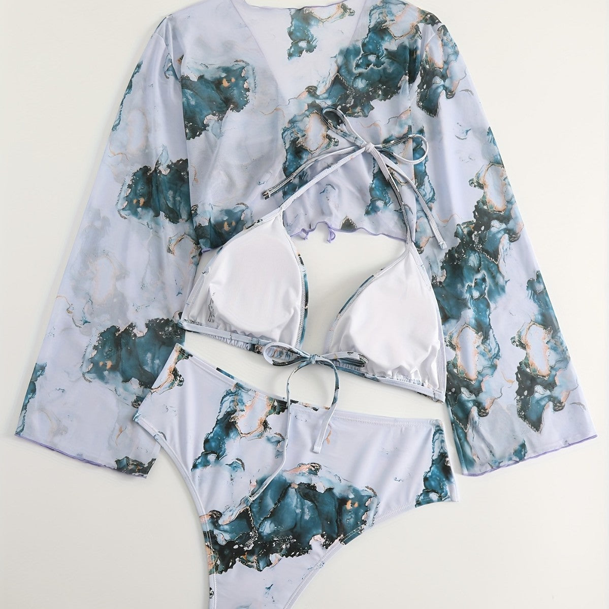Damen Bikini Set mit transparenter Bluse R&B