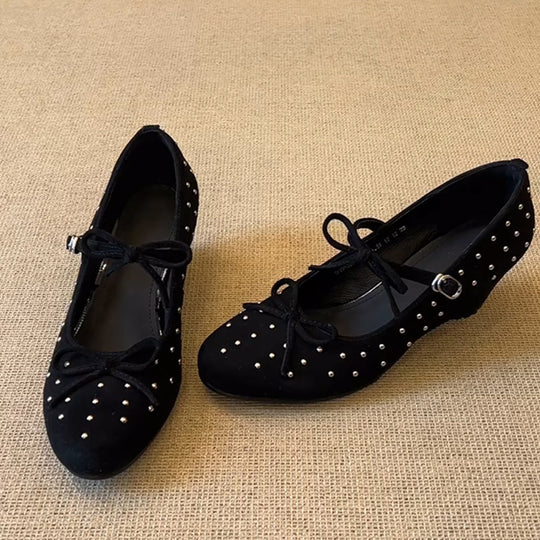 Damen Elegante Ballerinas mit funkelnden Nieten und bequemer Sohle R&B