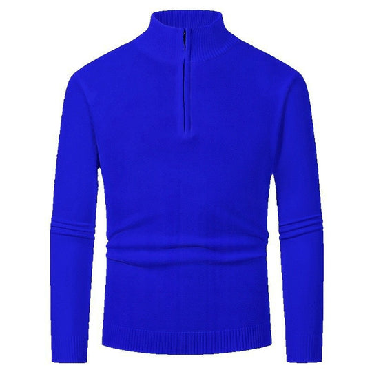 Herren Strickpullover mit hohem Kragen und halbem Reißverschluss R&B