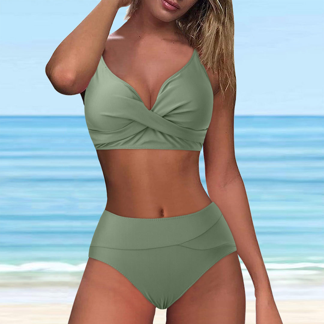 Damen Hochtailliertes Bikini-Set mit raffiniertem Twist-Oberteil R&B