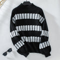 Damen hochwertiger Strickpullover mit edel strukturierten Streifen