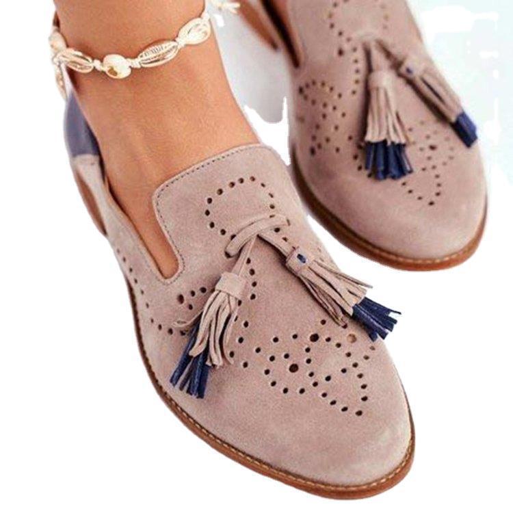 Damen Modische Slipper mit eleganten Quasten und perforiertem Design R&B