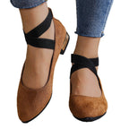 Damen Elegante Ballerinas mit modischem elastischen Riemen und goldfarbenem Detail R&B