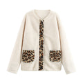 Damen kuschelige Teddyjacke mit tierischem Muster und praktischen Pattentaschen R&B