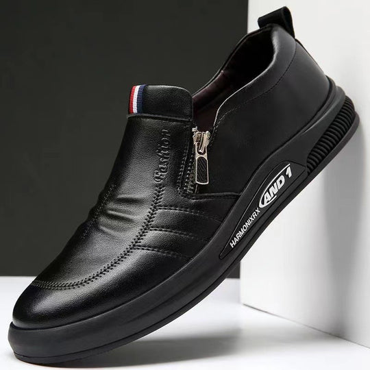 Herren Elegante und komfortable Leder-Slipper mit Reißverschluss R&B