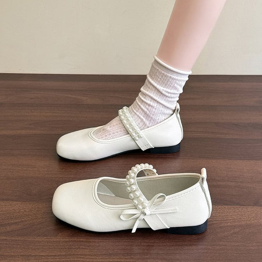 Damen Ballerinas mit dekorativem Perlenriemen und Schleifenakzent R&B