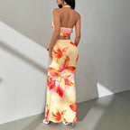 Damen Zweiteiliges Sommeroutfit mit floralem Design und elegantem V-Ausschnitt R&B
