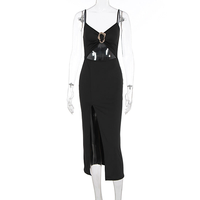 Damen Figurbetontes Maxikleid mit Cut-Outs und elegantem Gürtel R&B