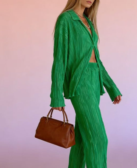 Damen lässiges Zweiteiliges Set mit plissierten Details und weitem Schnitt R&B