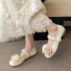 Damen Ballerinas mit floralem Dekor und elastischem Riemen R&B