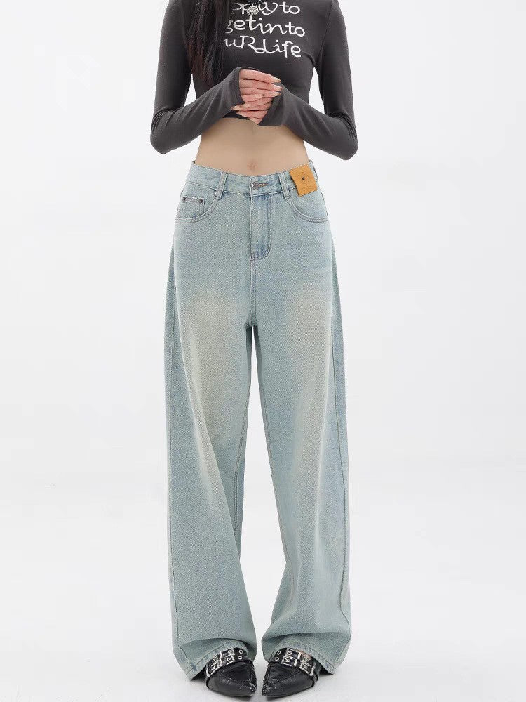 Damen Weit geschnittene Hochbundjeans im modischen Vintage-Look R&B