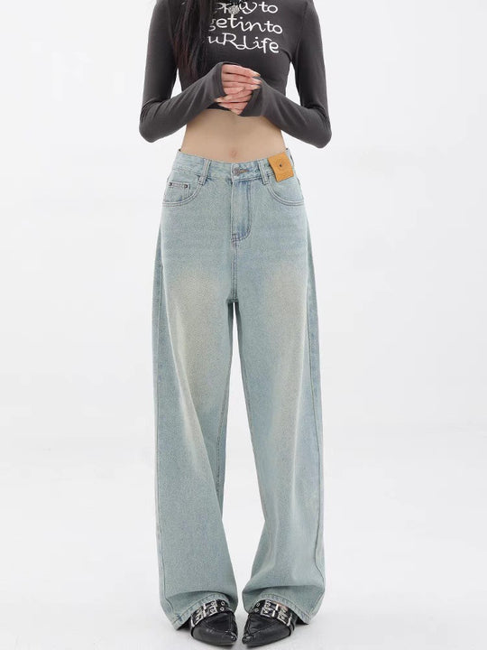 Damen Weit geschnittene Hochbundjeans im modischen Vintage-Look R&B