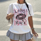 Damen Grafik T-Shirt mit kreativem Schriftzug und lässigem Schnitt R&B
