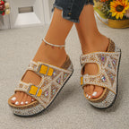 Damen Glamouröse Sandalen mit funkelnden Strasssteinen und bequemer Sohle