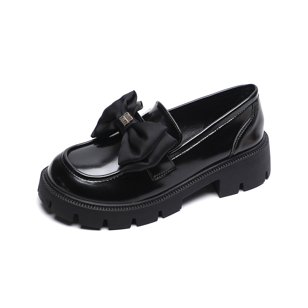 Damen Mokassin-Schuhe mit eleganter Schleifenapplikation und robustem Plateau