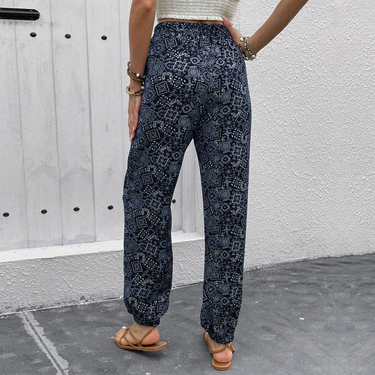 Damen Lockere Haremshose mit elastischem Bund und seitlichen Taschen R&B